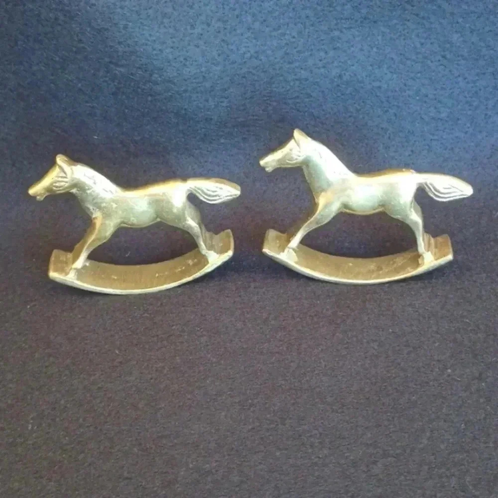 Vintage Solid Brass Rocking Horses- Set of 2 - Picture 3 of 4